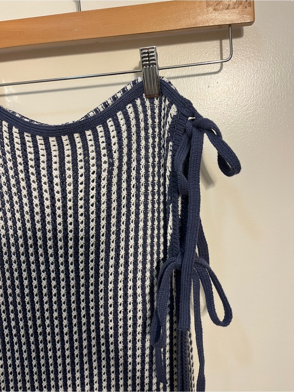 aerie Navy & White Knit Side-Tie Maxi Dress - Picture 3 of 3